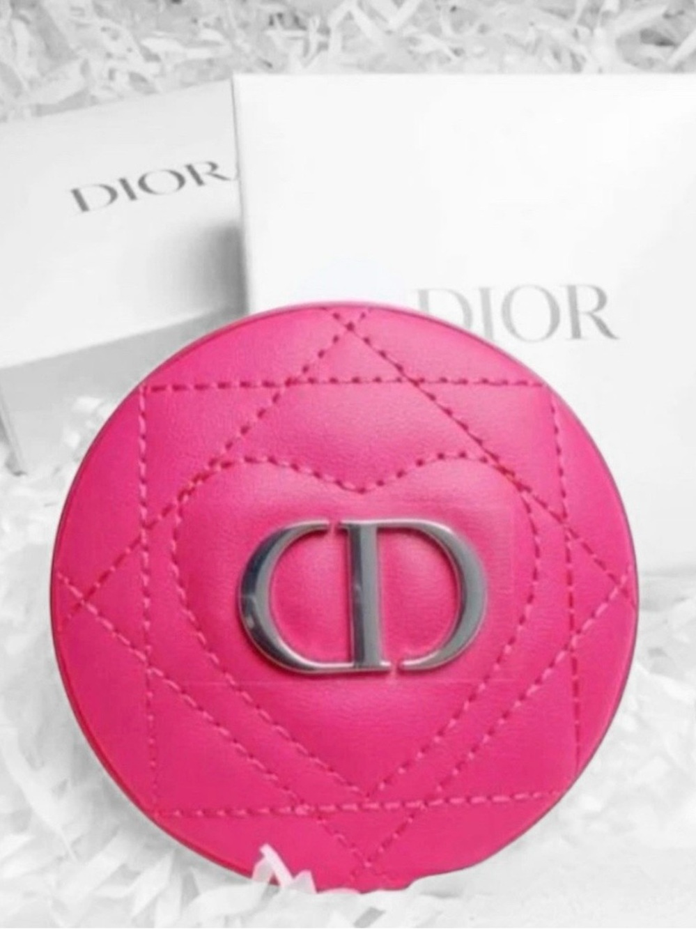 Dior Hot Pink Quilted CD Round Compact Mirror